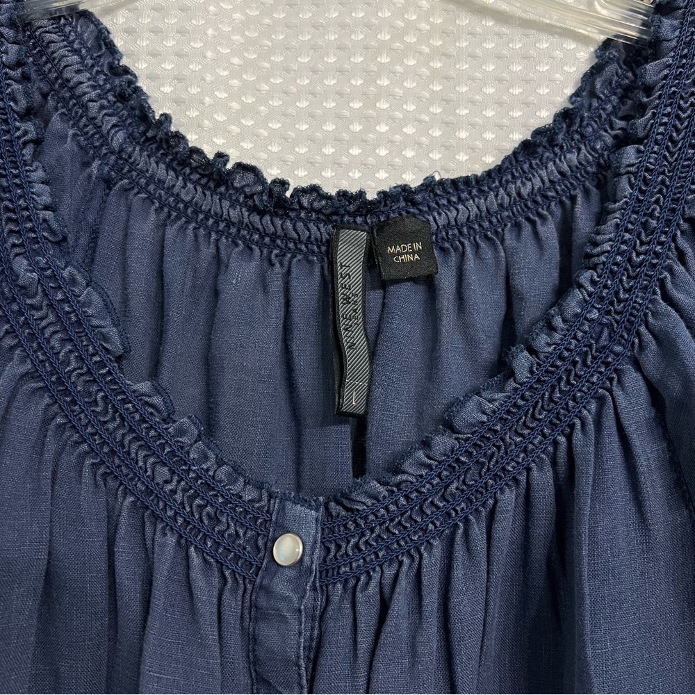 NINE WEST (EUC) 100% Linen Peplum Top Size Large - Picture 4 of 8